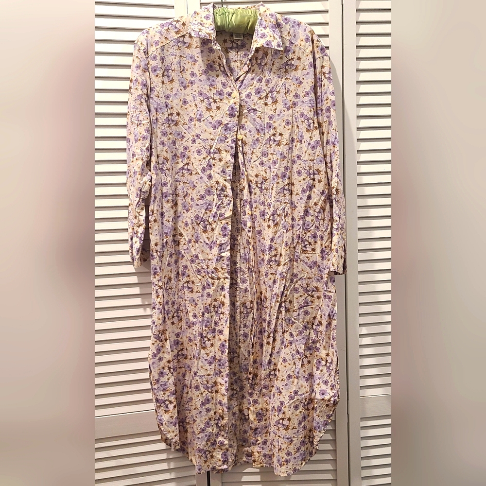 H&M Cotton Floral Shirt Dress, Medium